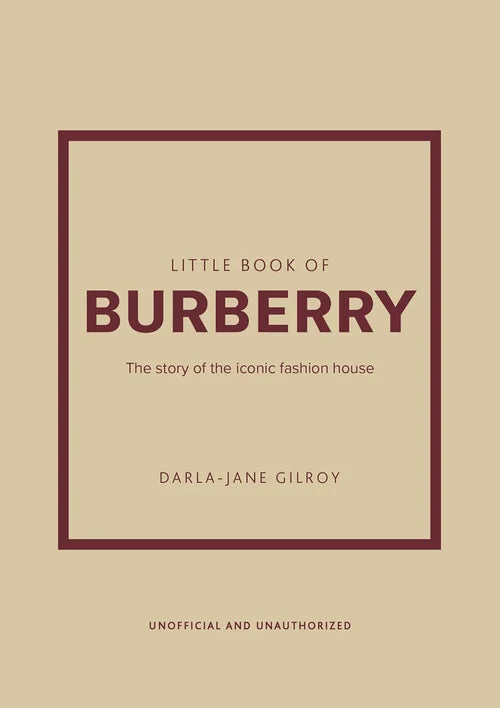 Book cover of 'Little Book of Burberry' with beige background and burgundy text