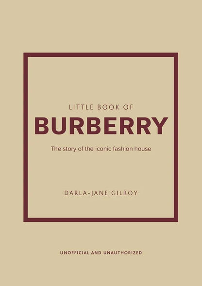 Book cover of 'Little Book of Burberry' with beige background and burgundy text