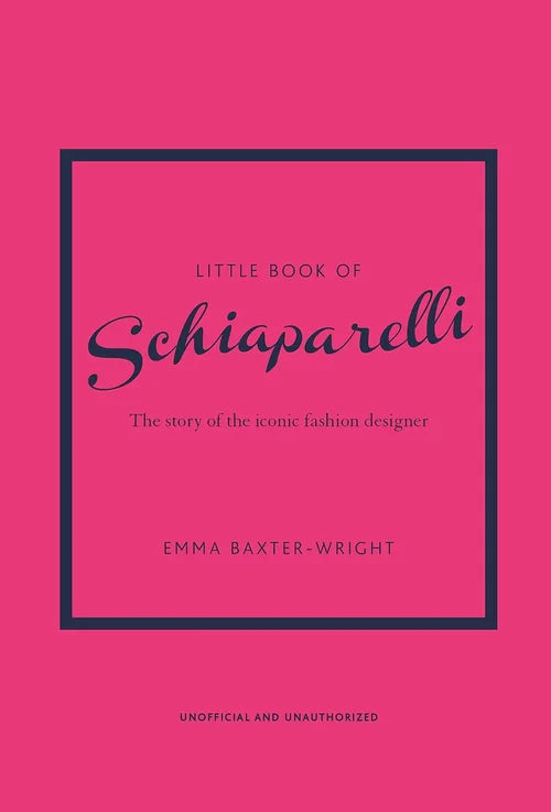 Book cover of 'Little Book of Schiaparelli' with pink background and black text