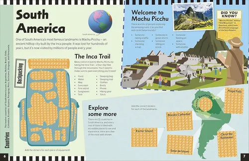Educational page about South America, focusing on Machu Picchu and the Inca Trail.