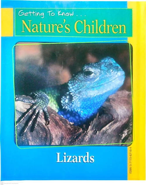 Book cover of 'Getting To Know Nature's Children: Lizards' with a blue lizard on a rock.