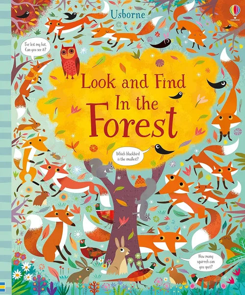 Children's book cover titled 'Look and Find In the Forest' with colorful illustrations of forest animals.