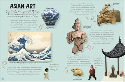 Illustrated page from a book about Asian art featuring various artifacts and artwork.
