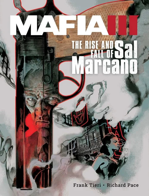 Book cover of 'Mafia III: The Rise and Fall of Sal Marcano' with graphic design elements and text.