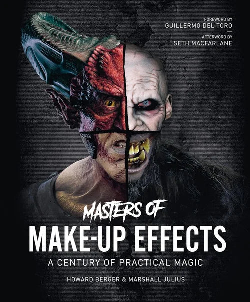 Book cover of 'Masters of Make-Up Effects' with a split face design and dark background.