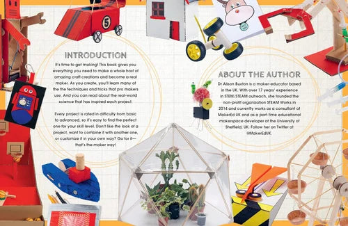 Book page with text and illustrations of various craft projects and a introduction section.