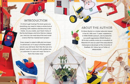 Book page with text and illustrations of various craft projects and a introduction section.