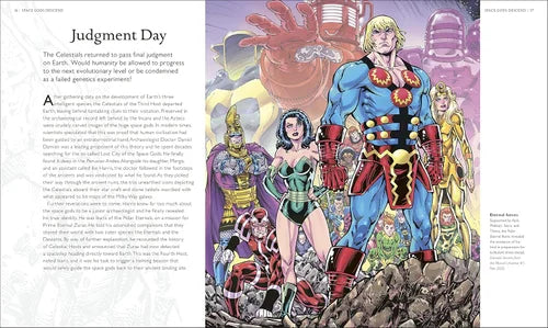 Comic book page with superhero characters and text on a white background