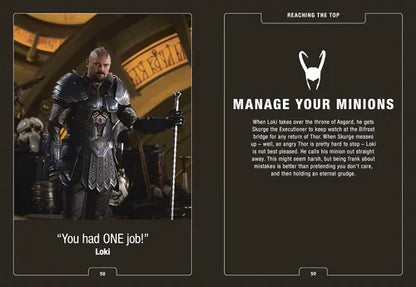 Character in armor with a quote and promotional text on a dark background