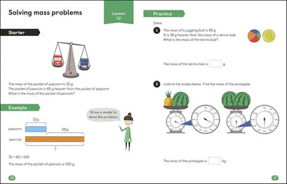 Mathematics lesson on solving mass problems with scales and weights.