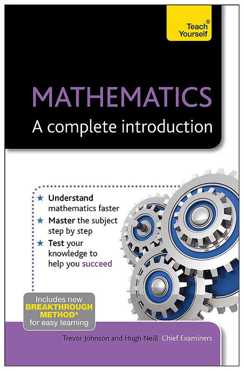 Book cover of 'Mathematics: A Complete Introduction' by Teach Yourself with gear illustrations on a white background.