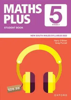 Maths Plus Student Book 5 for New South Wales Syllabus 2023 with headphones graphic on cover