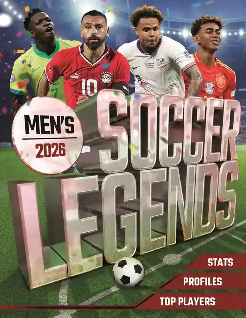 Promotional graphic for 'Men's Soccer Legends 2026' with soccer players and key features.