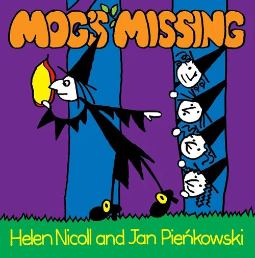 Book cover of 'Mog's Missing' with cartoon characters and title text.