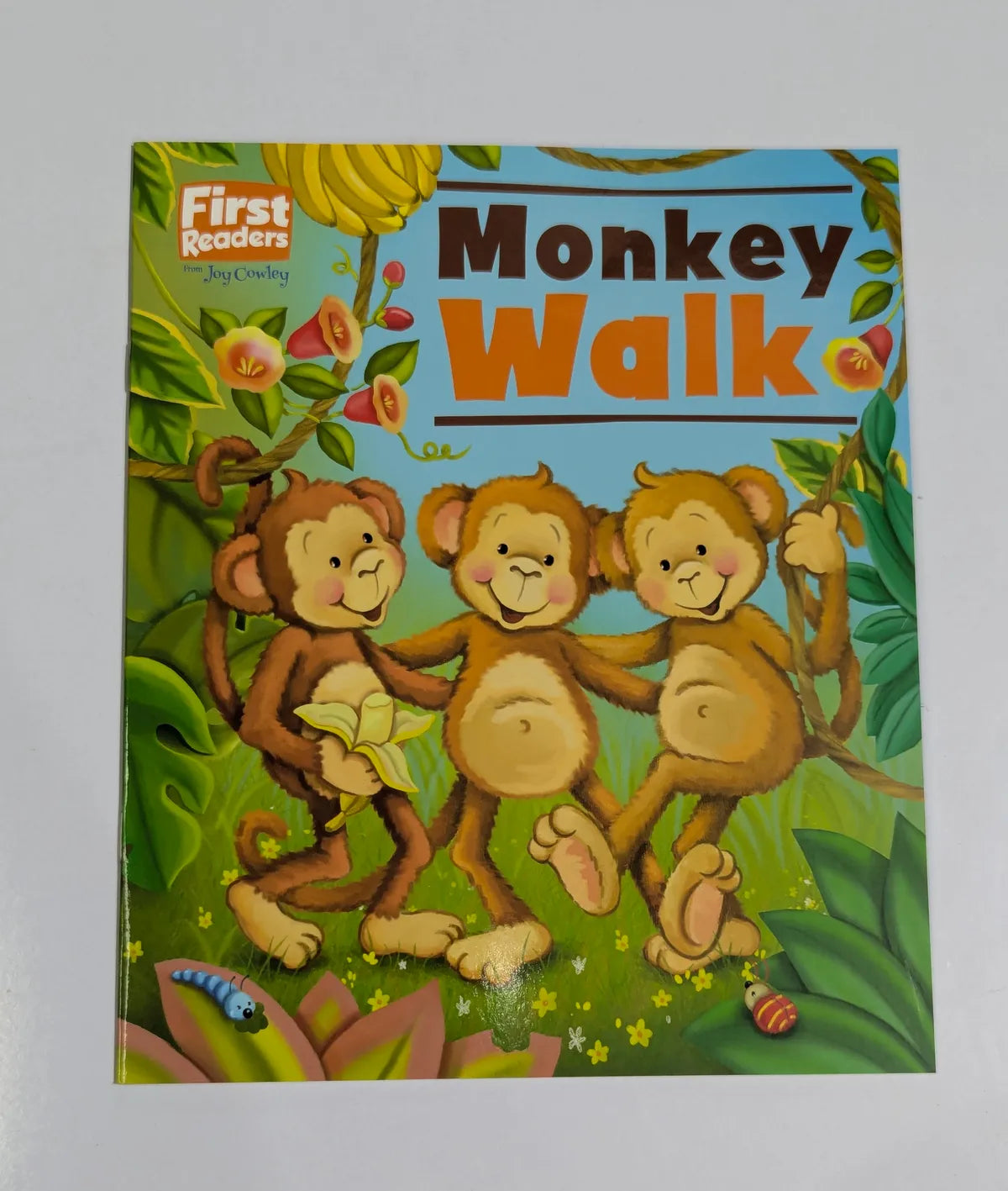 Children's book titled 'Monkey Walk' with cartoon monkeys on the cover.