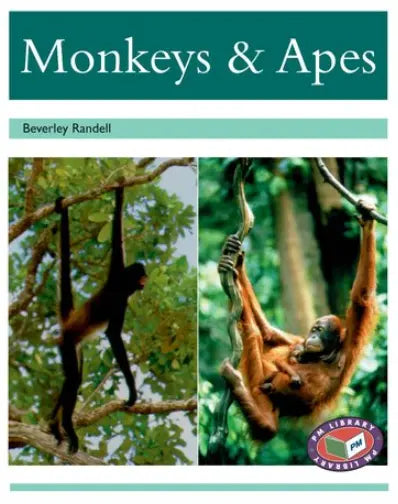 Book cover of 'Monkeys & Apes' by Beverley Randell with images of monkeys on trees.