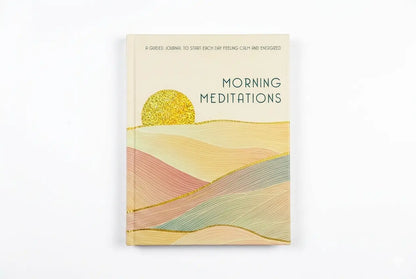 Book titled 'Morning Meditations' with a sun and landscape design on a white background