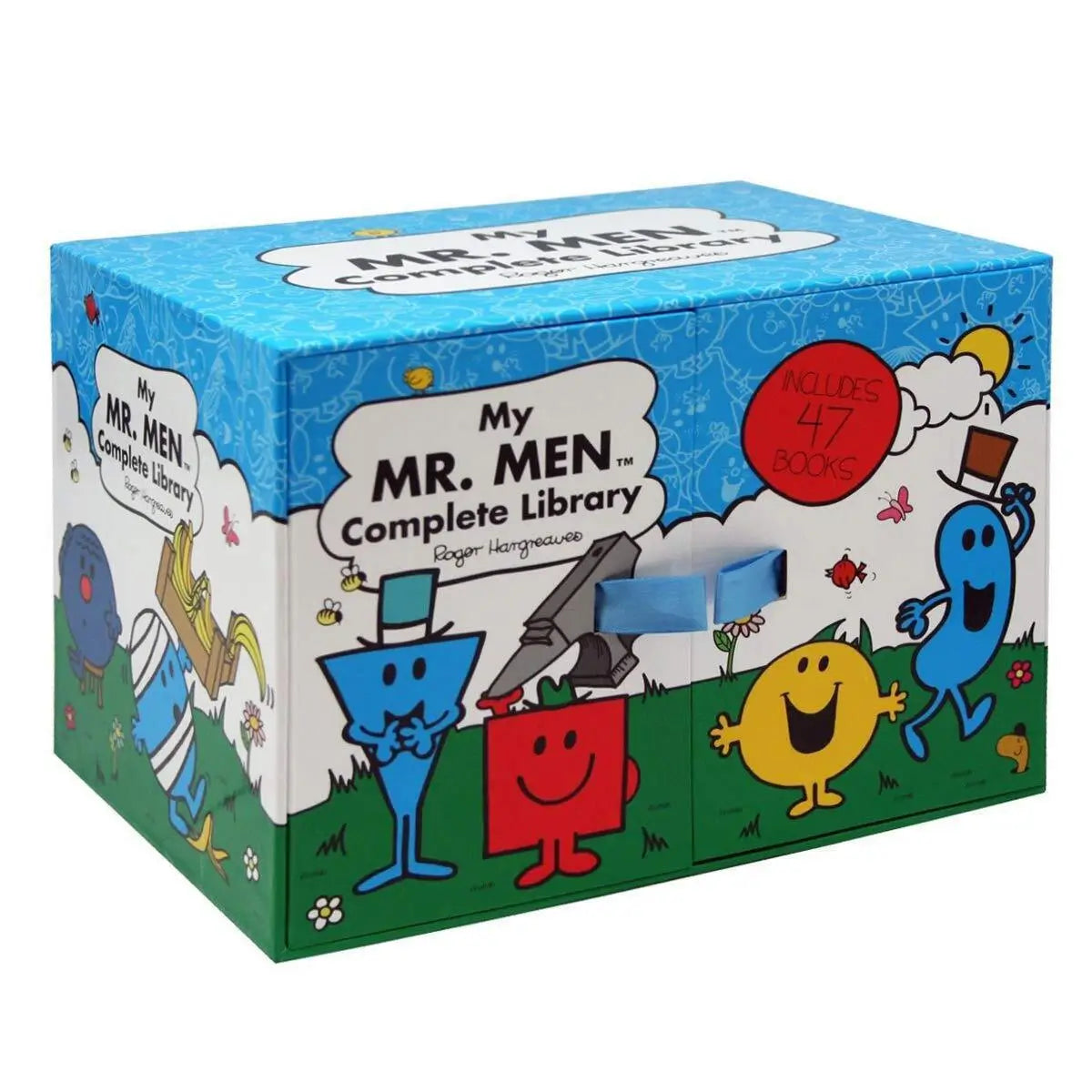 Mr. Men Complete Library book box by Egger, featuring colorful illustrations of Mr.