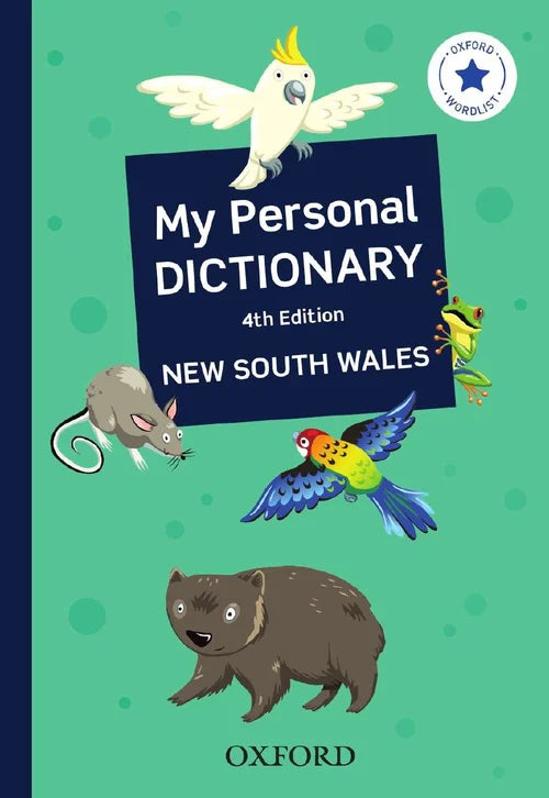 Book cover of 'My Personal Dictionary' with illustrations of animals on a green background