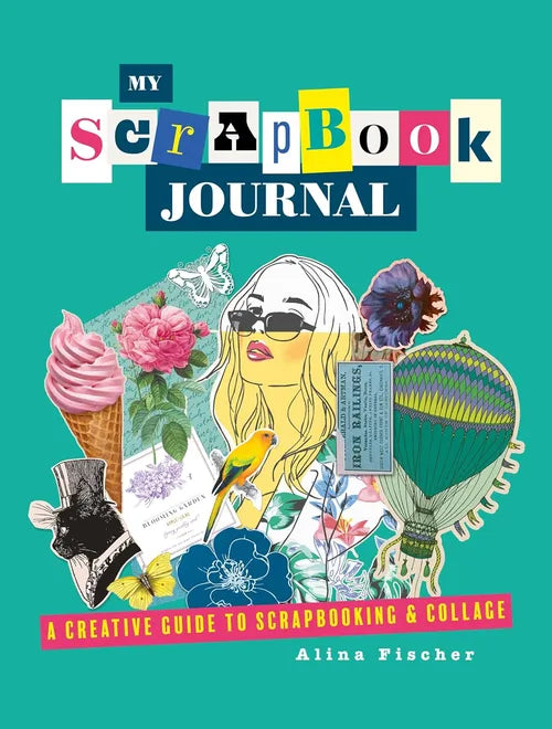 Book cover of 'My Scrapbook Journal' with colorful text and artistic design on a teal background