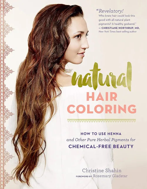 Book cover of 'Natural Hair Coloring' with a woman's face and long hair.