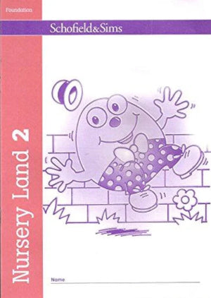 Book cover of 'Nursery Land 2' by Schofield & Sims with a cartoon character on a pink and purple background.