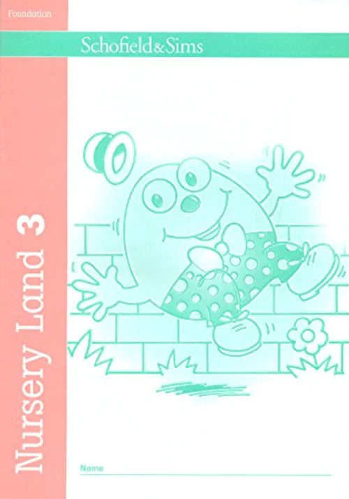 Book cover of 'Nursery Land 3' by Schofield & Sims with a cartoon character on a pink and green background.