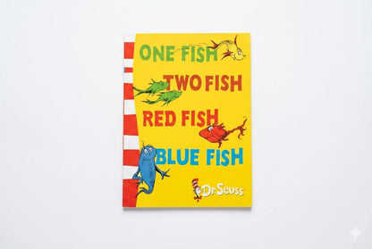 Book cover of 'One Fish Two Fish Red Fish Blue Fish' by Dr. Seuss on a white background