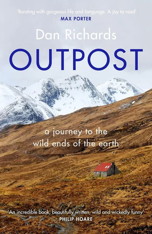 Book cover of 'Outpost' by Dan Richards with a mountainous landscape in the background.