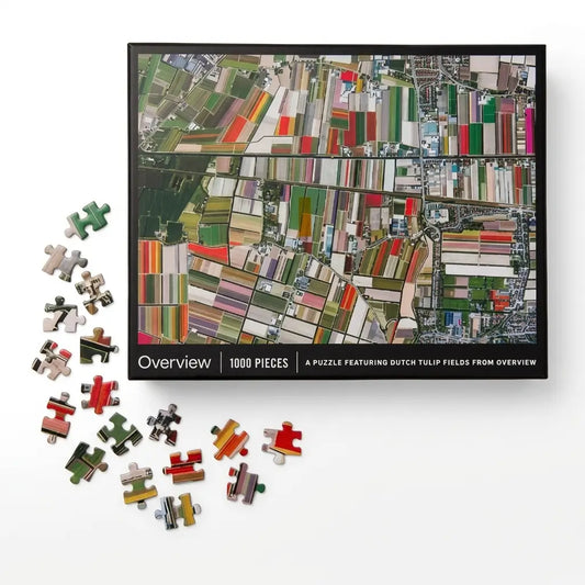 Overview Puzzle: A 1000-Piece Jigsaw Featuring Dutch Tulip Fields from Overview