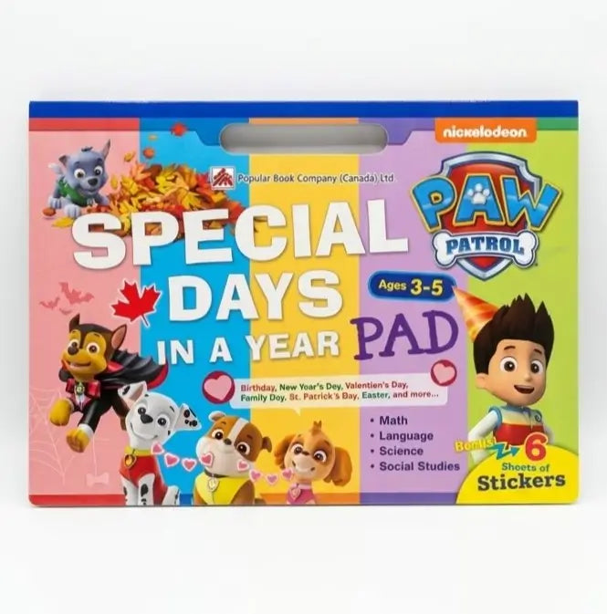 PAW Patrol Special Days in a Year Activity Pad | Math, Language & Science Pad with Stickers | Age 3–5