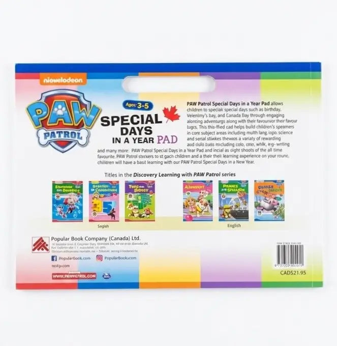 PAW Patrol Special Days in a Year Activity Pad | Math, Language & Science Pad with Stickers | Age 3–5