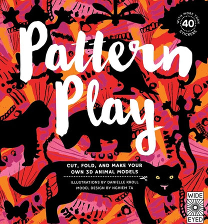 Book cover of 'Pattern Play' with black animal silhouettes on a colorful background