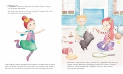 Illustration of children playing with toys in a room with large windows.