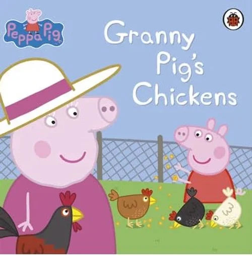 Book cover of 'Granny Pig's Chickens' featuring Peppa Pig and Granny Pig with chickens.