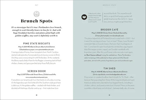 List of brunch spots with brief descriptions on a white background