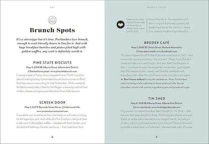 List of brunch spots with brief descriptions on a white background