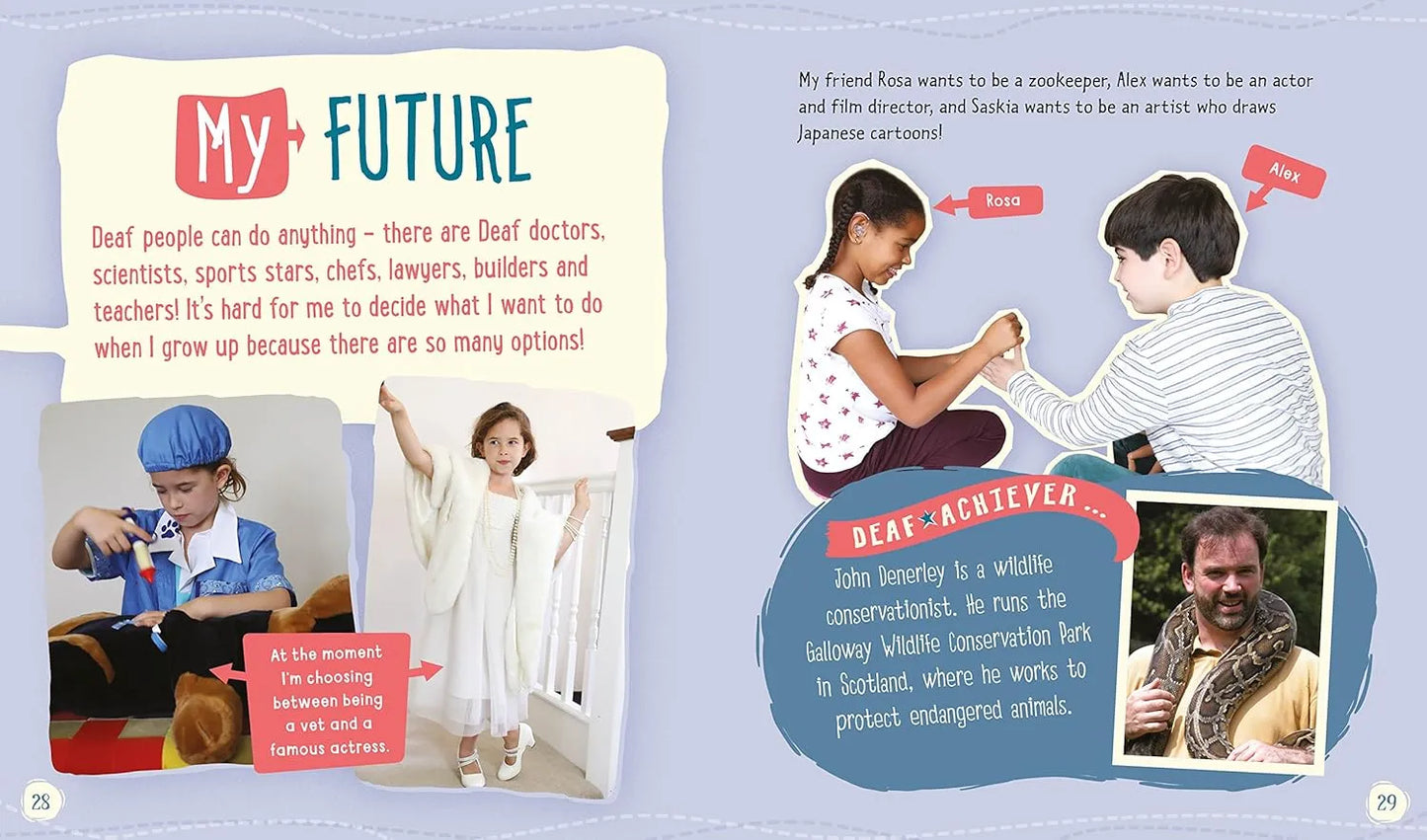 Children's book page about dreams and aspirations with illustrations and text.