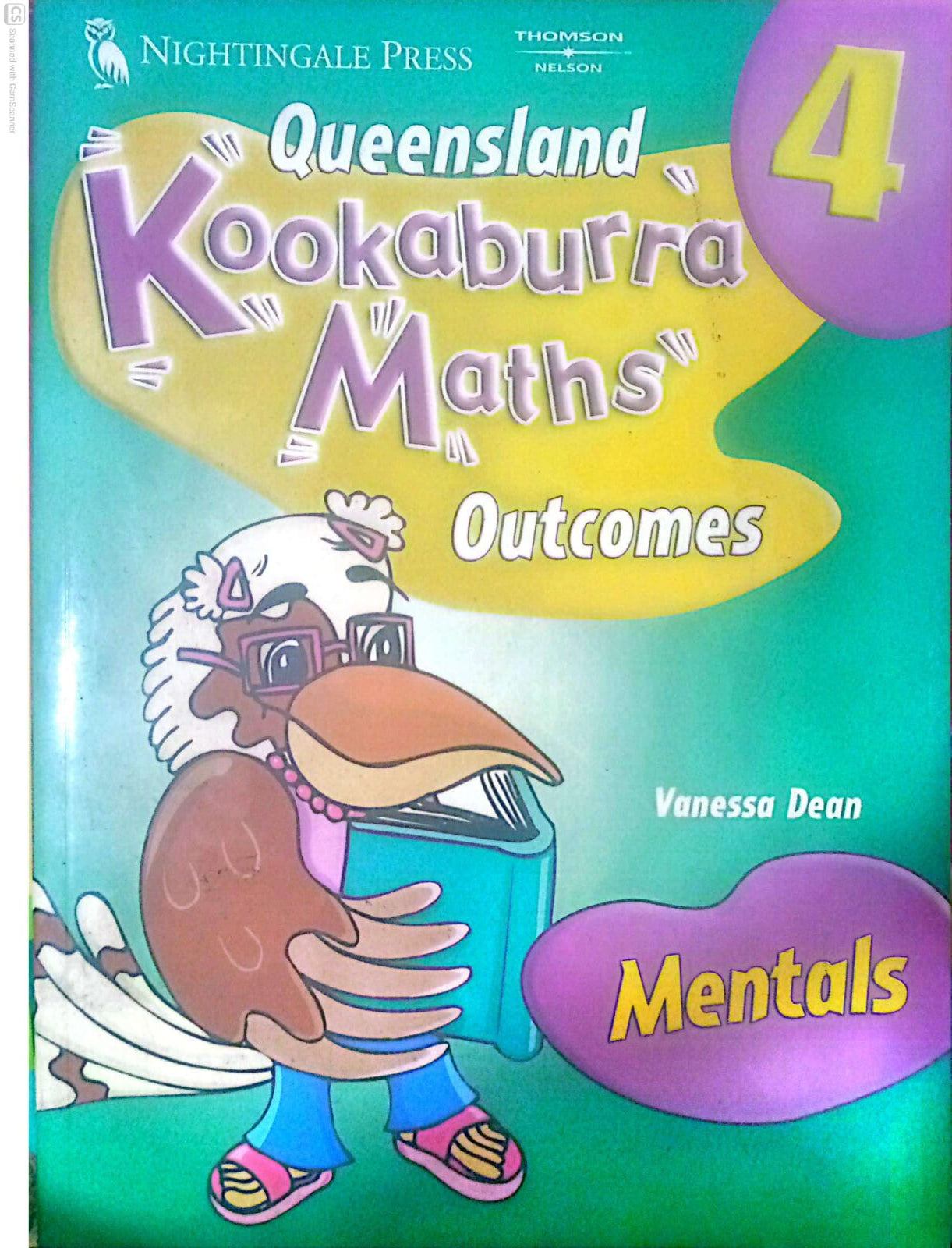 Book cover of 'Queensland Kookaburra Maths Outcomes' with colorful design and text.