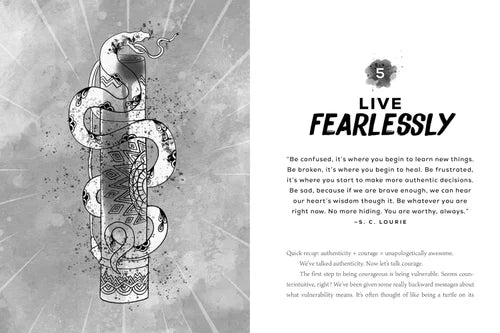 Decorative text with a snake design on a textured background