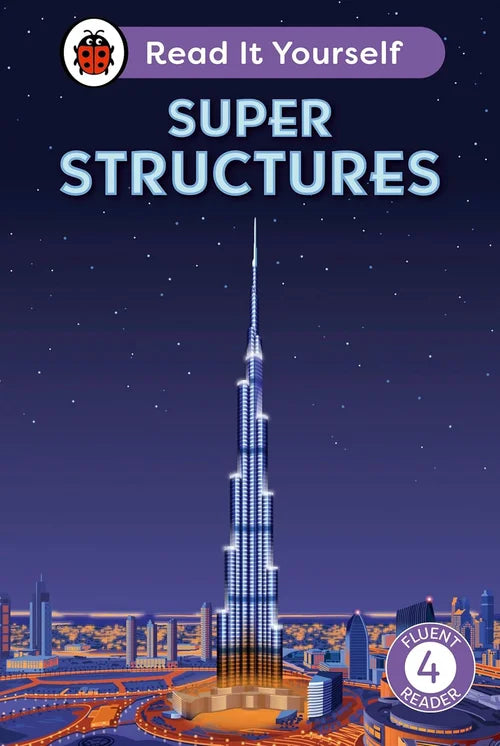 Book cover of 'Super Structures' with a tall building and night sky design.