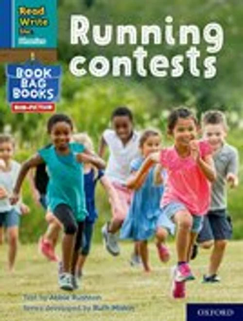 Book cover of 'Running contests' with children running outdoors