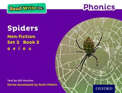Book cover of 'Spiders' from Read Write Inc. Phonics series with a spider on a web.