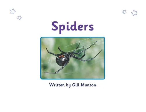 Book cover of 'Spiders' with a spider illustration on a white background