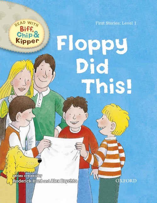 Book cover of 'Floppy Did This!' featuring characters from 'Read with Biff, Chip & Kipper' series.