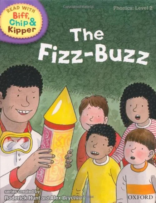 Book cover of 'The Fizz-Buzz' featuring children and a rocket, with 'Oxford' branding.