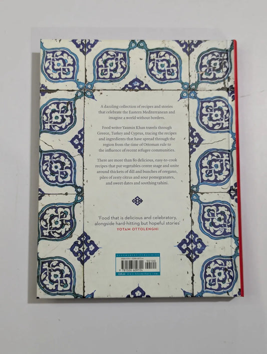 Book cover with blue and white geometric pattern on a gray background
