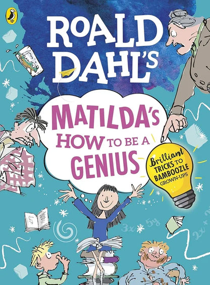 Book cover of 'How to be a Genius' by Roald Dahl featuring illustrations and text.