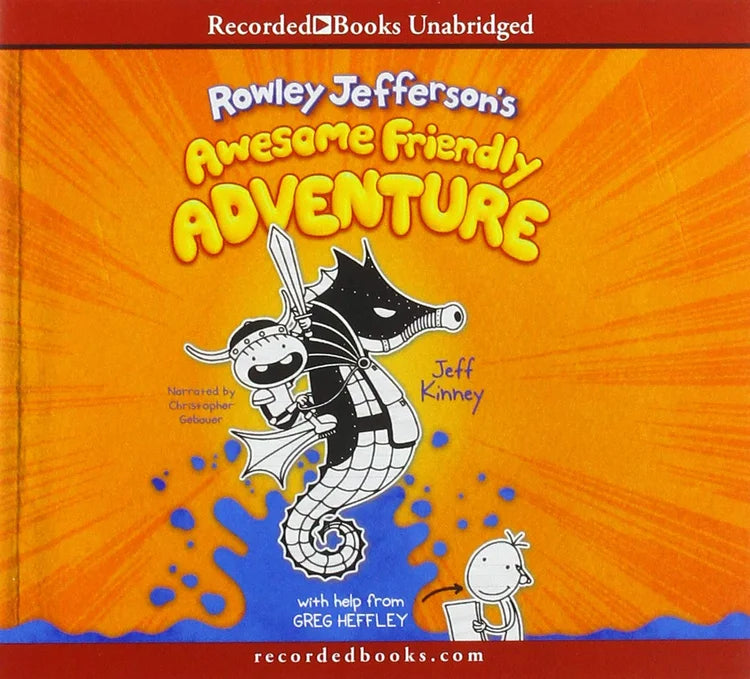 Book cover of 'Rowley Jefferson's Awesome Friendly Adventure' with a cartoon character on an orange background.