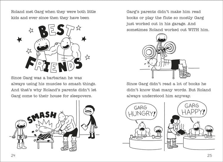 Comic book page with black and white illustrations and text about Roland and Garg's friendship.